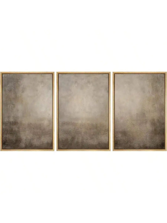Neutral Abstract Landscape Framed Canvas Print
