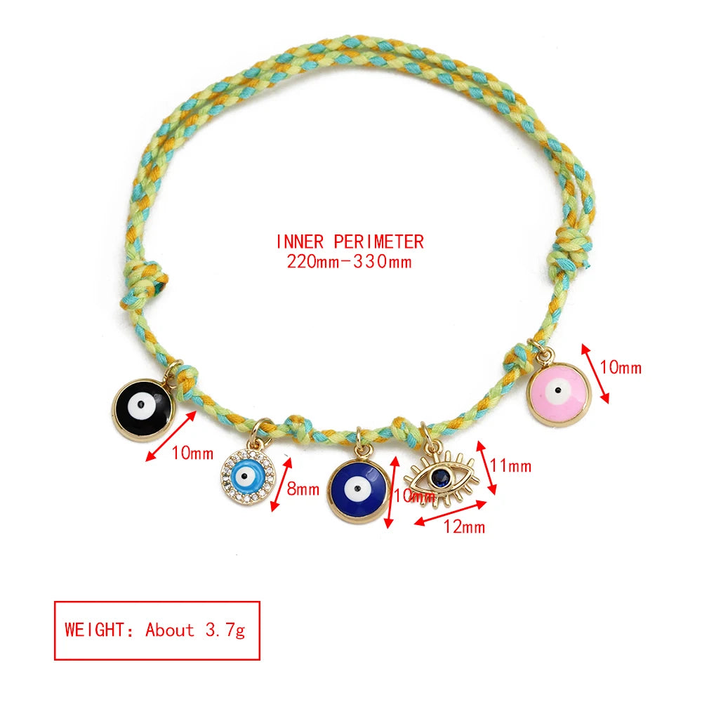Colorful Evil Eye Braided Bracelets