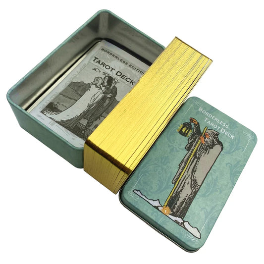Metal Box with Gilded Edition Rider Tarot Card Deck