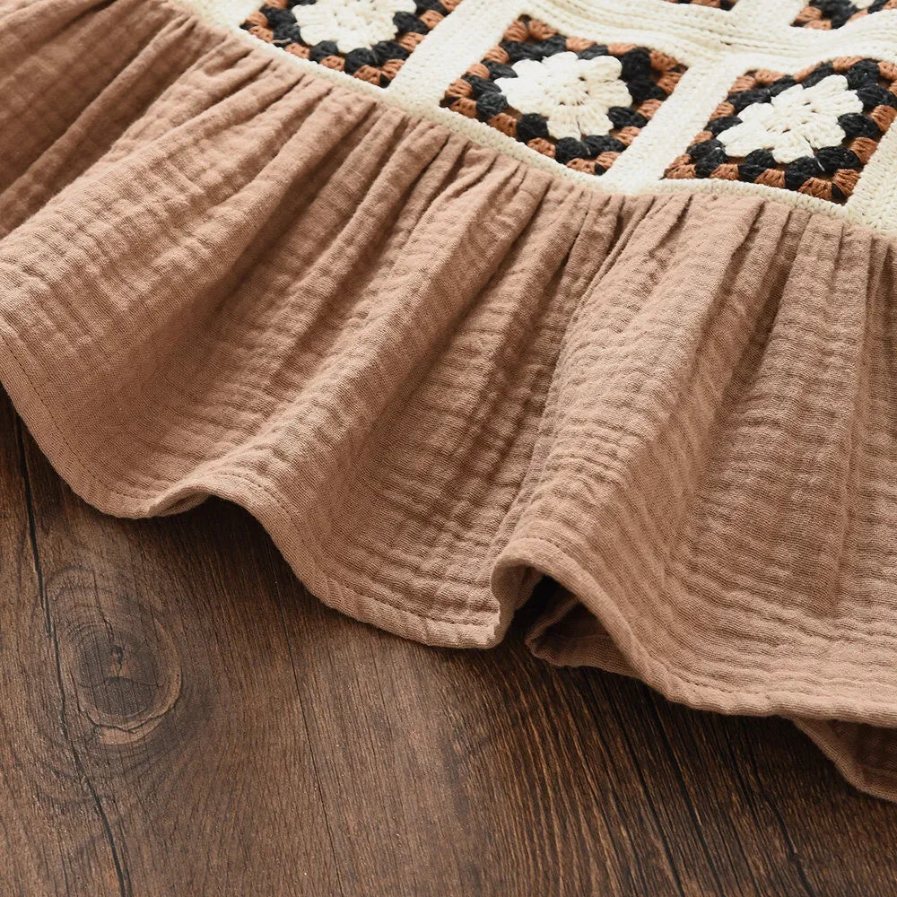 Girls 2-piece Muslin Pants & Crocheted Tank Set