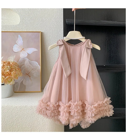 Girls Sleeveless Ruffle Dress