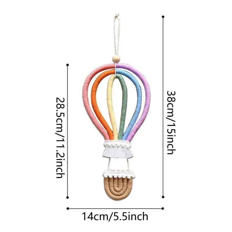 Macrame Rainbow Hot Air Balloon Hanging Decor