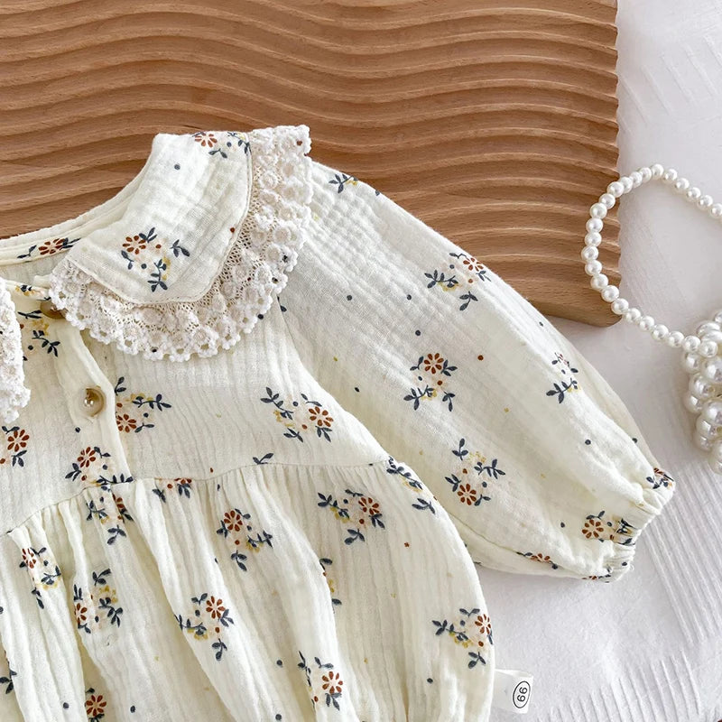 Baby Girl Long-Sleeved Floral Romper