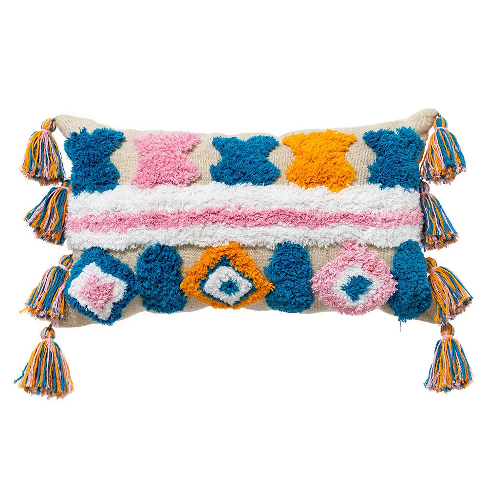 Bright Boho Pillow Case with Tassels