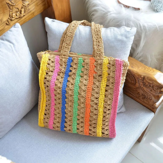 Striped Straw Bag