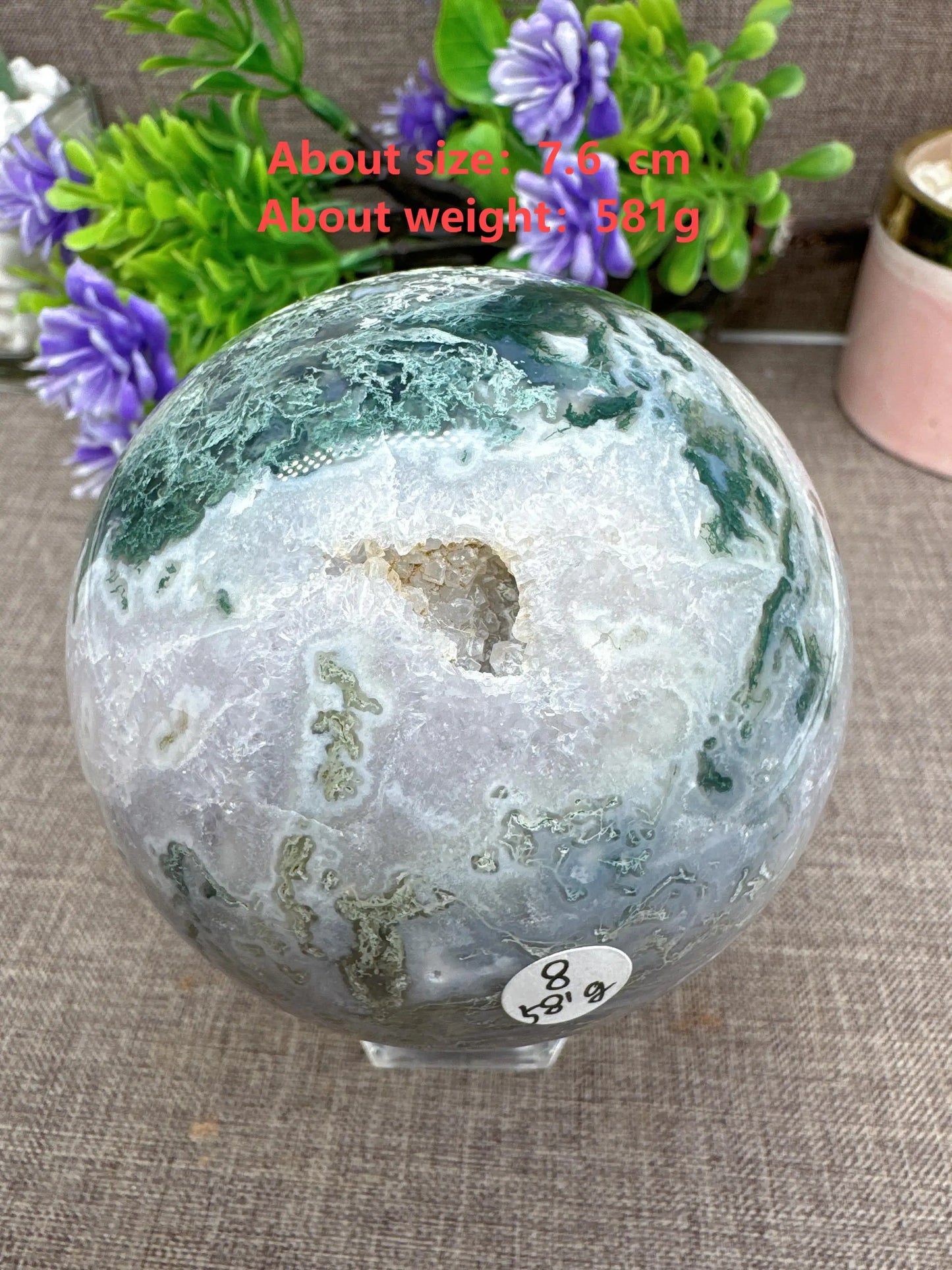 Moss Agate Druzy Sphere