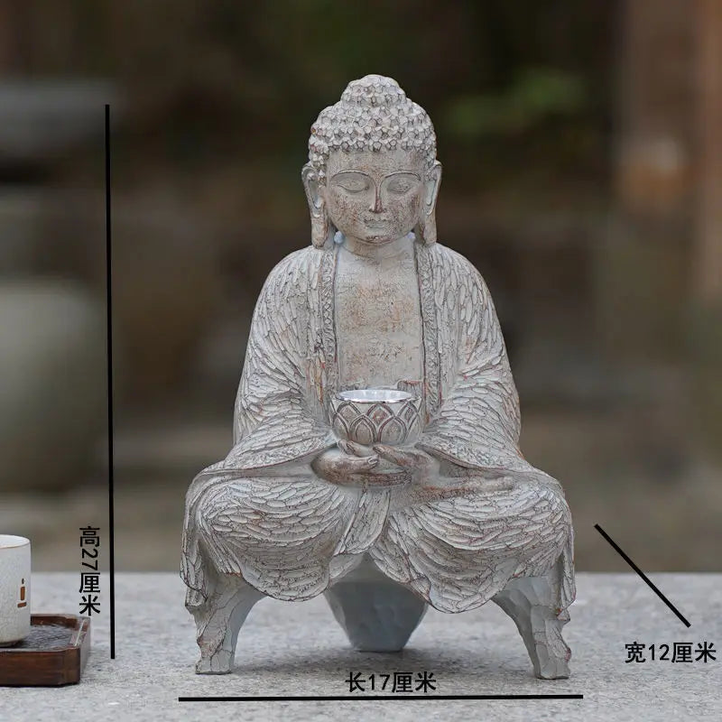 Outdoor Zen Buddha Sculpture Solar Light Garden Decoration