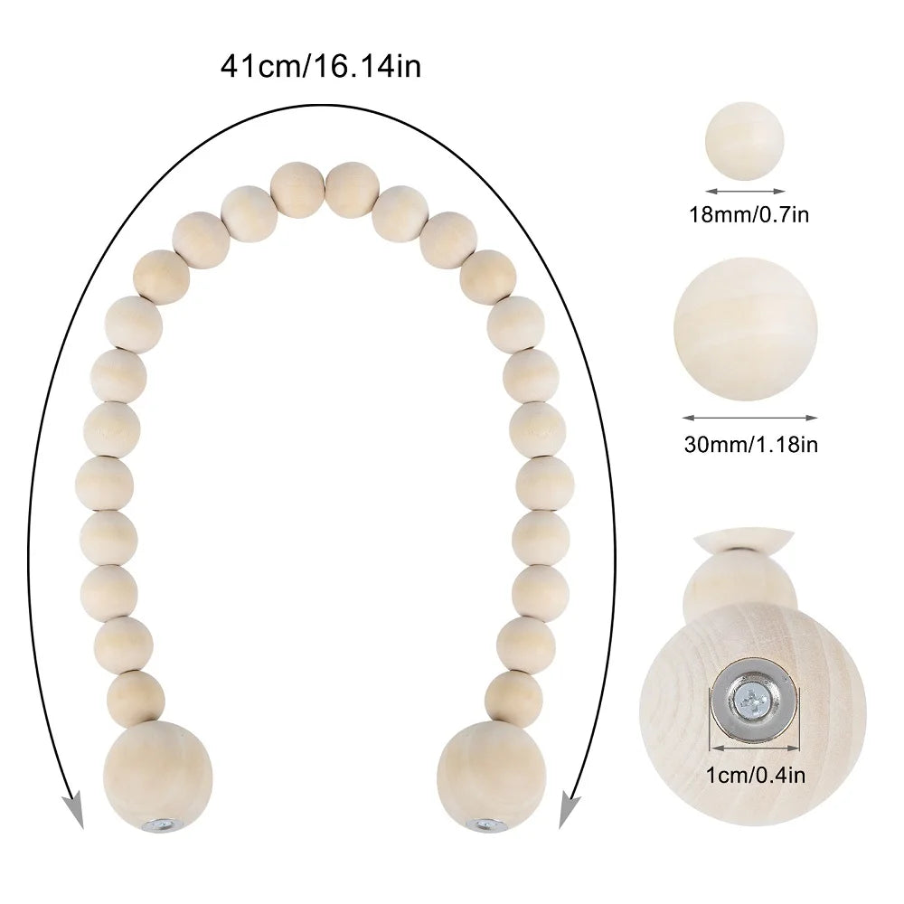 Magnetic Wood Bead Curtain Tiebacks