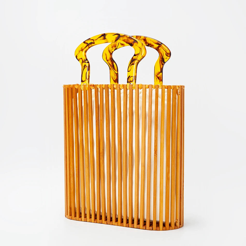 Bamboo Beach Bag with Acrylic Handle