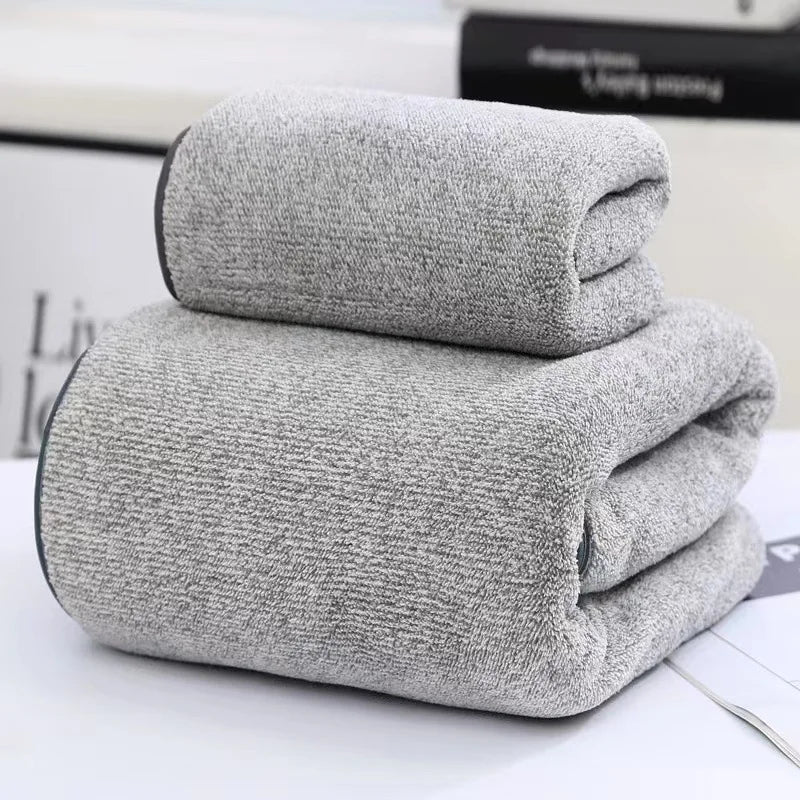 Microfiber Striped Towel Set (1 bath towel & 1 hand towel)