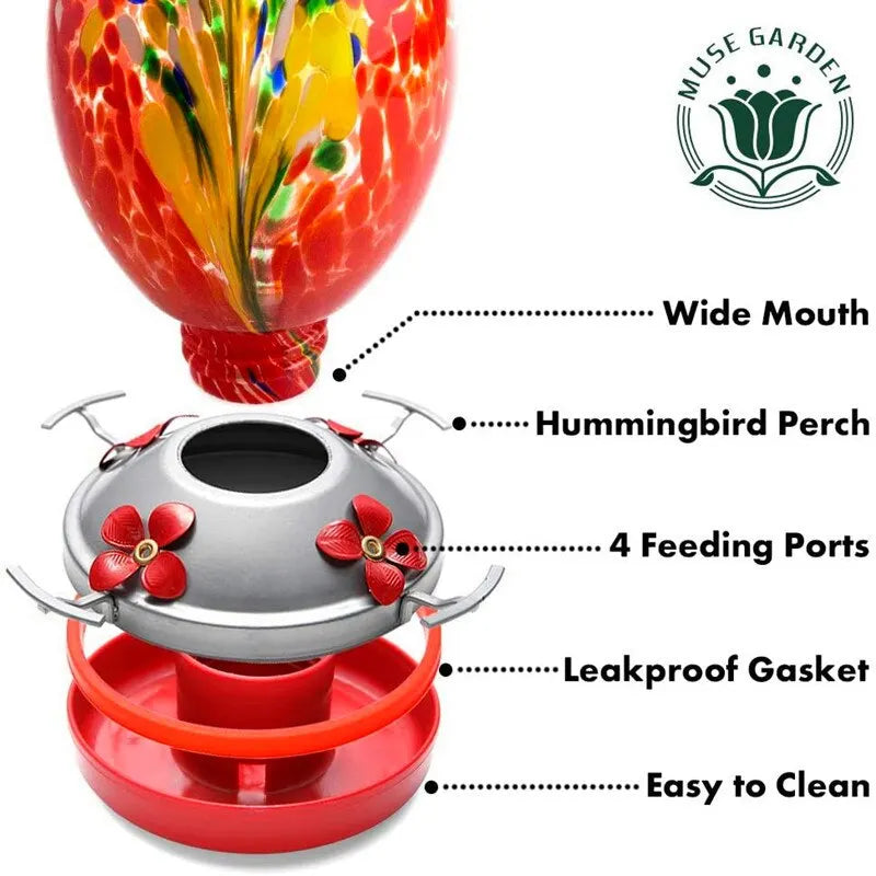 Hand-blown Glass Hummingbird Feeder