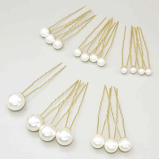 U-Shaped Pearl Hairpins (18 pieces)