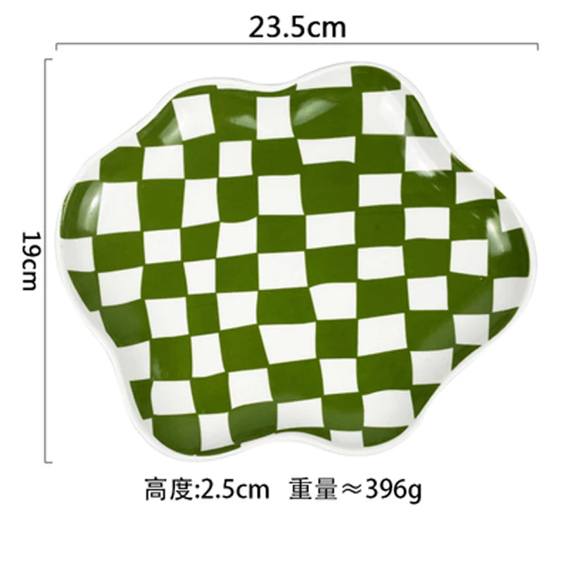 Chessboard Ceramic Plate (Black, Orange or Green)