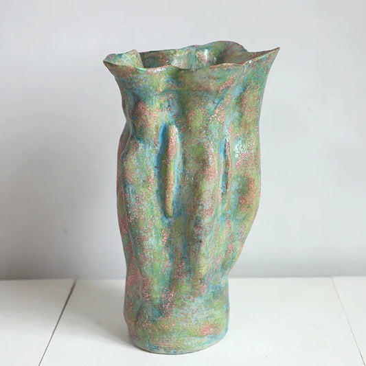 Green Large Mouth Ceramic Vase