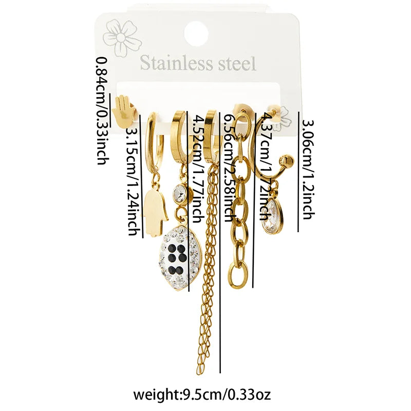 Stainless Steel Colorful Zircon Tassels Earrings
