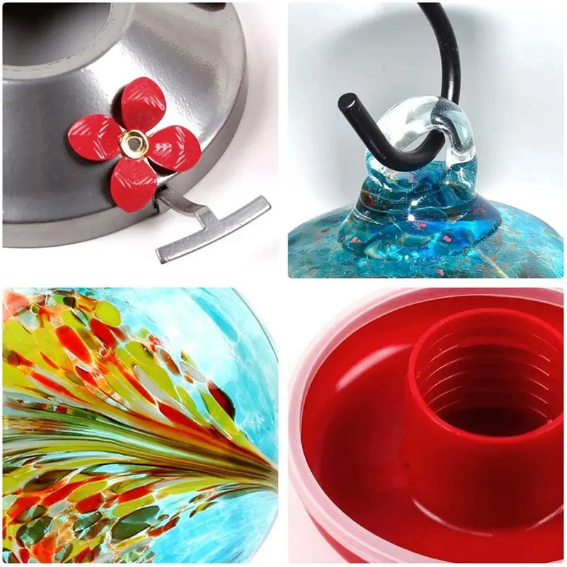 Hand-blown Glass Hummingbird Feeder