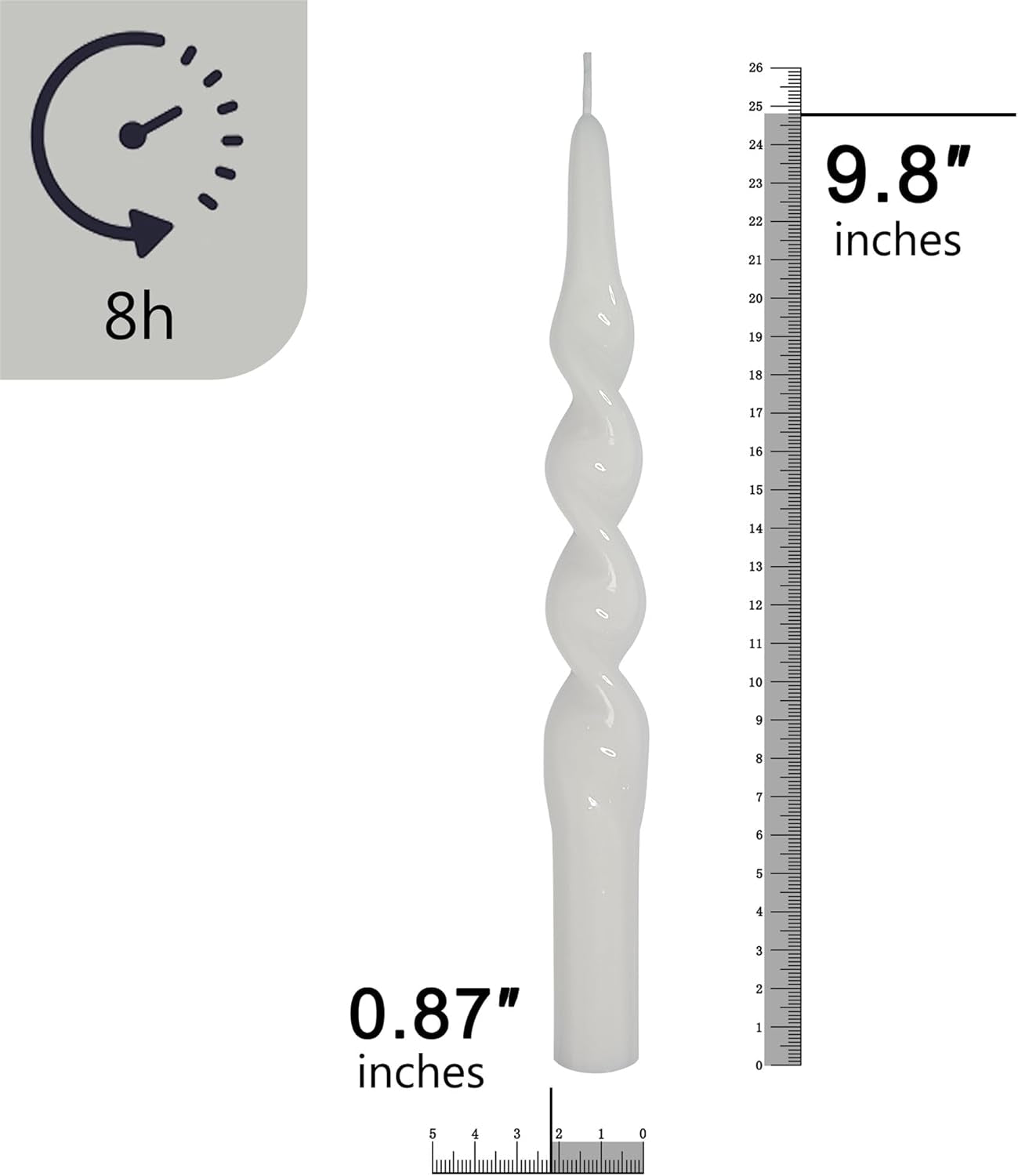 Spiral Taper Candles White Candlesticks,Set of 2 Cute Candle Sticks Handmade Tapered Candles 10 Inches Long Twisted Candlestick for Home Decoration Holiday Party Women Gifts(1D-White)