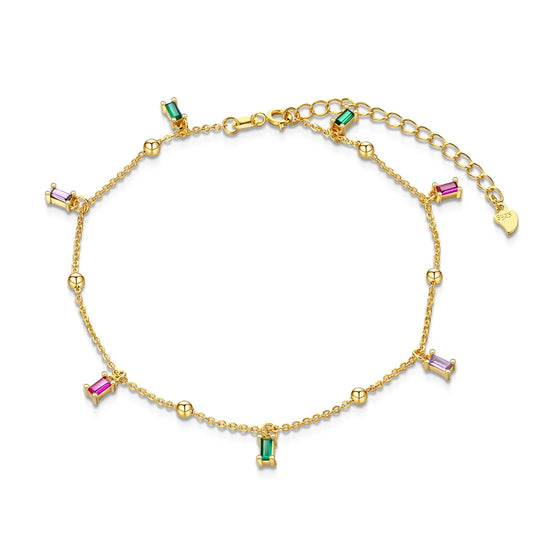 Gold Plated Sterling Silver & Cubic Zirconia Anklet