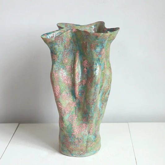 Green Large Mouth Ceramic Vase