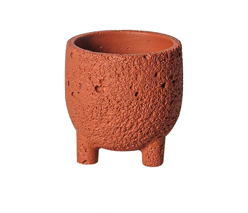 Volcanic Stone Cement Flower Pot with Feet