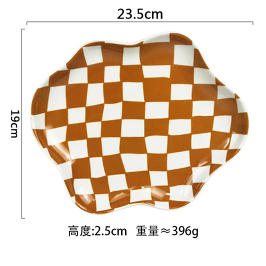Chessboard Ceramic Plate (Black, Orange or Green)