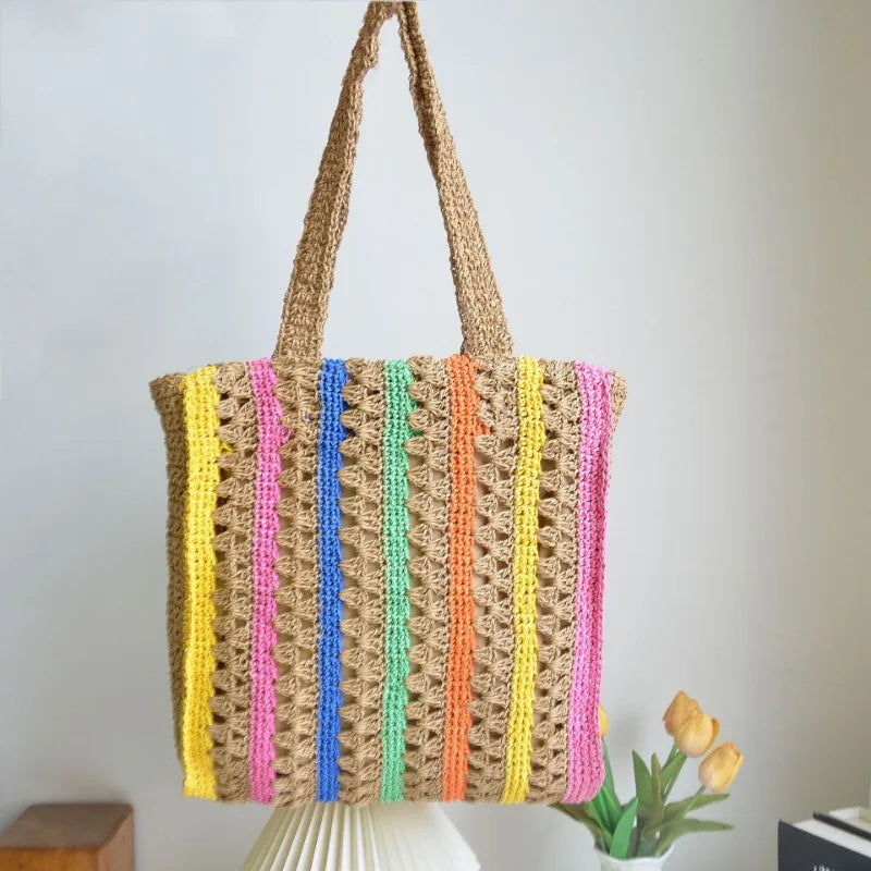 Striped Straw Bag