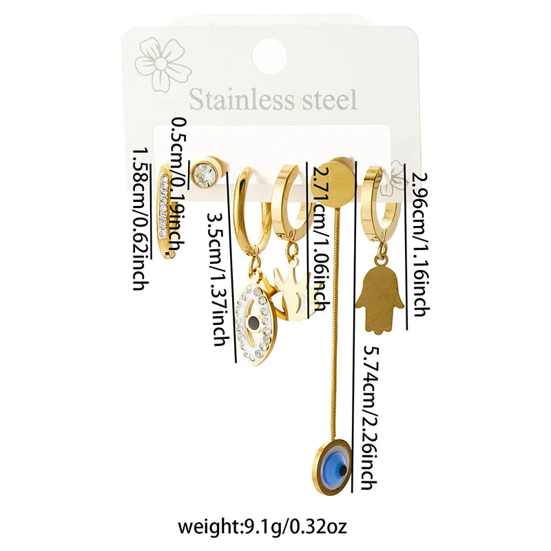 Stainless Steel Colorful Zircon Tassels Earrings