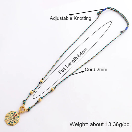 Celestial & Evil Eye Cord & Bead Necklace