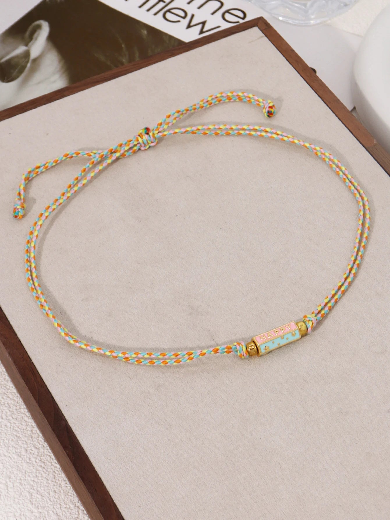 Handmade Braided Rope Pendant Necklace with Charms