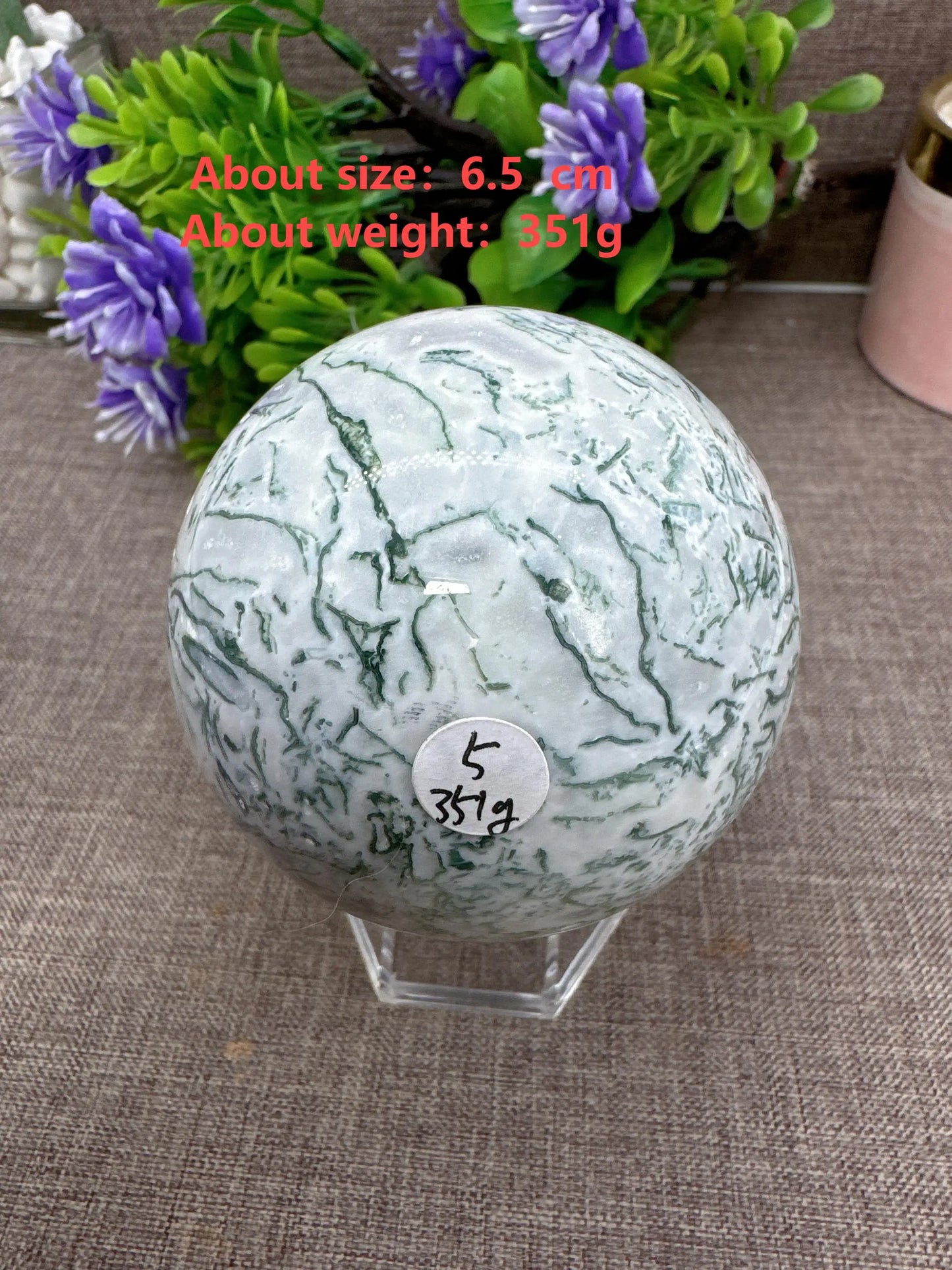 Moss Agate Druzy Sphere