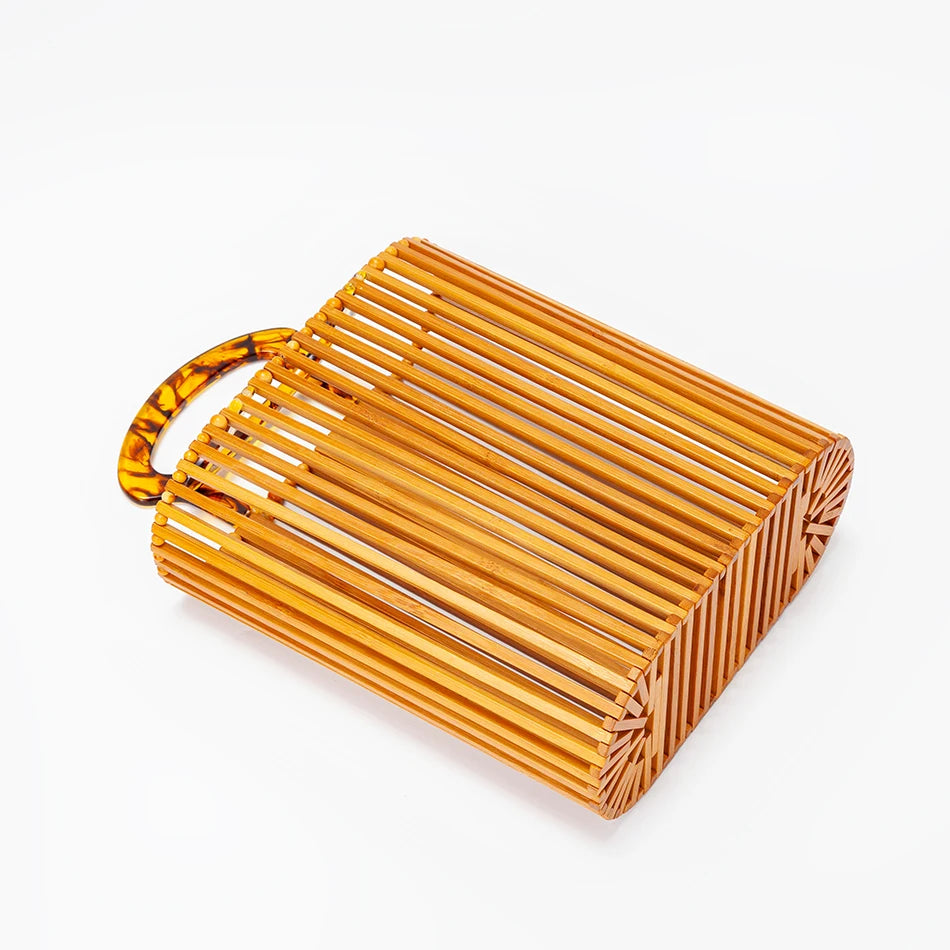 Bamboo Beach Bag with Acrylic Handle