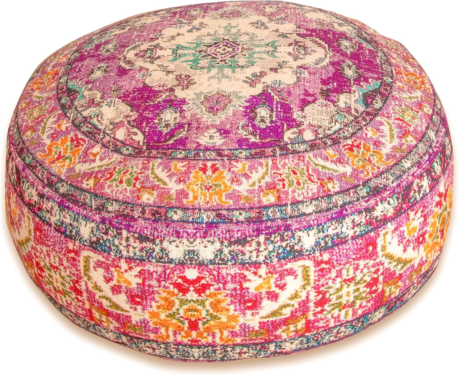 Boho Floor Cushion Cover Purple round Purple Pillow Case Moroccan Décorative Pouf Perfect for Living Room, Bedroom, Nursary or Children Room Pouf Beanbag Stool Cotton 24X8 Unstuffed