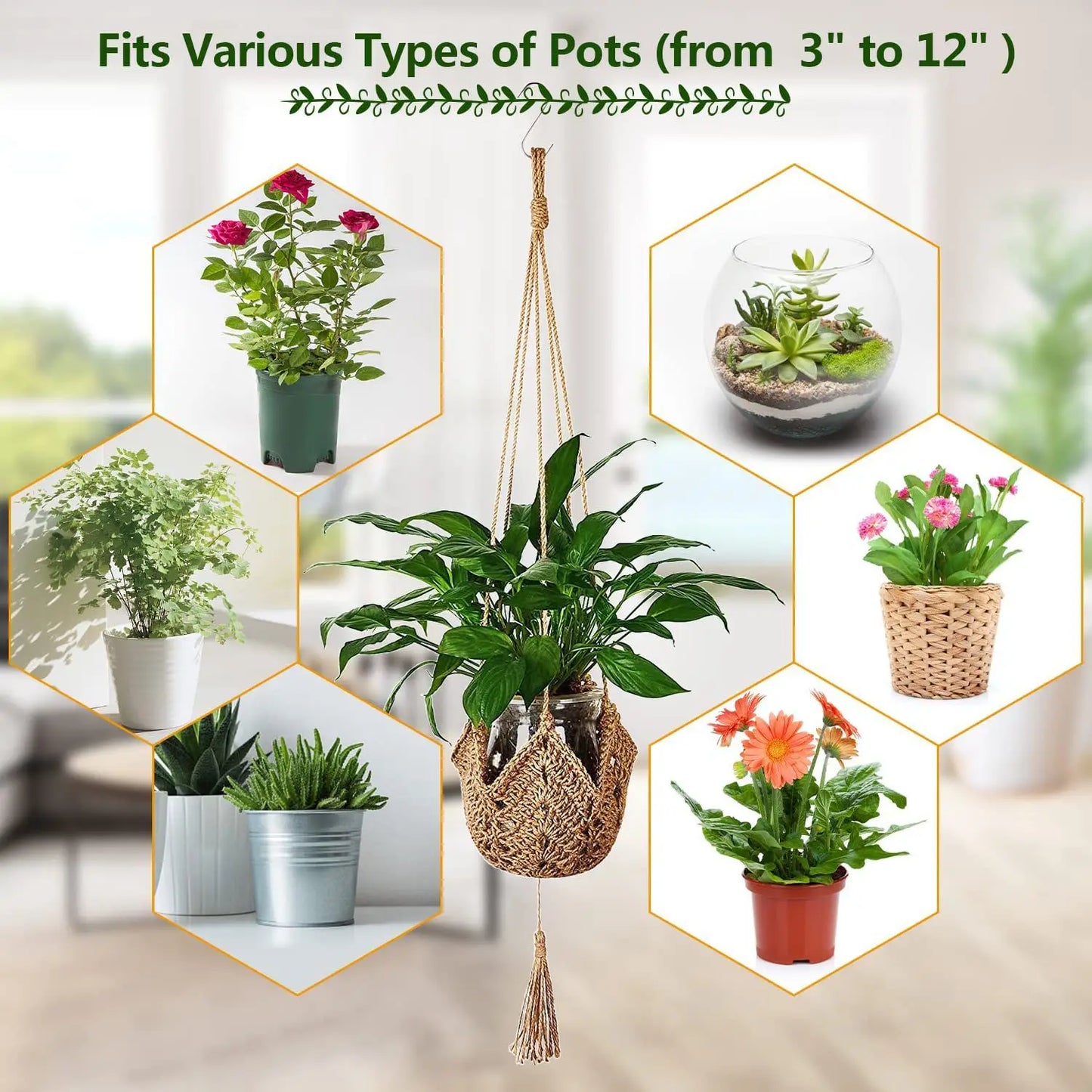 Handmade Wall Hanging Pot Planters for Indoor/Outdoor Use (2 pack, Pot NOT Include)
