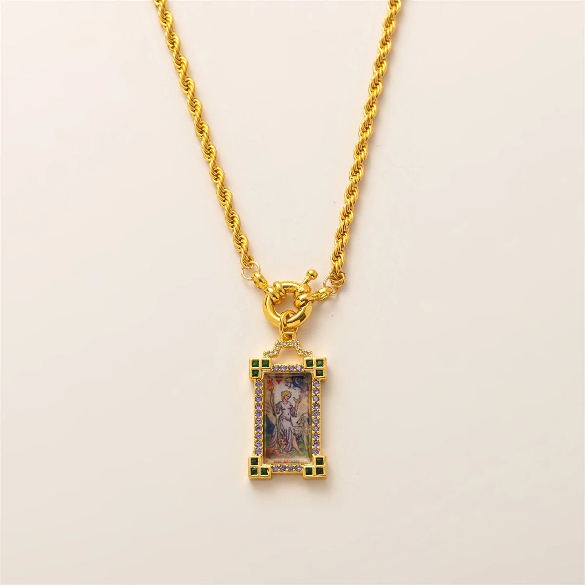 Gold-plated Bohemian Tarot Card Necklace