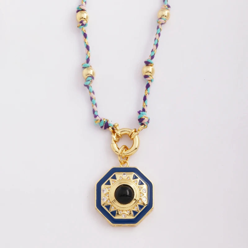 Celestial & Evil Eye Cord & Bead Necklace
