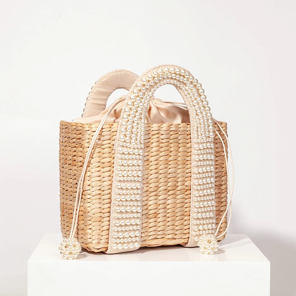 Handmade Beaded Straw Bag