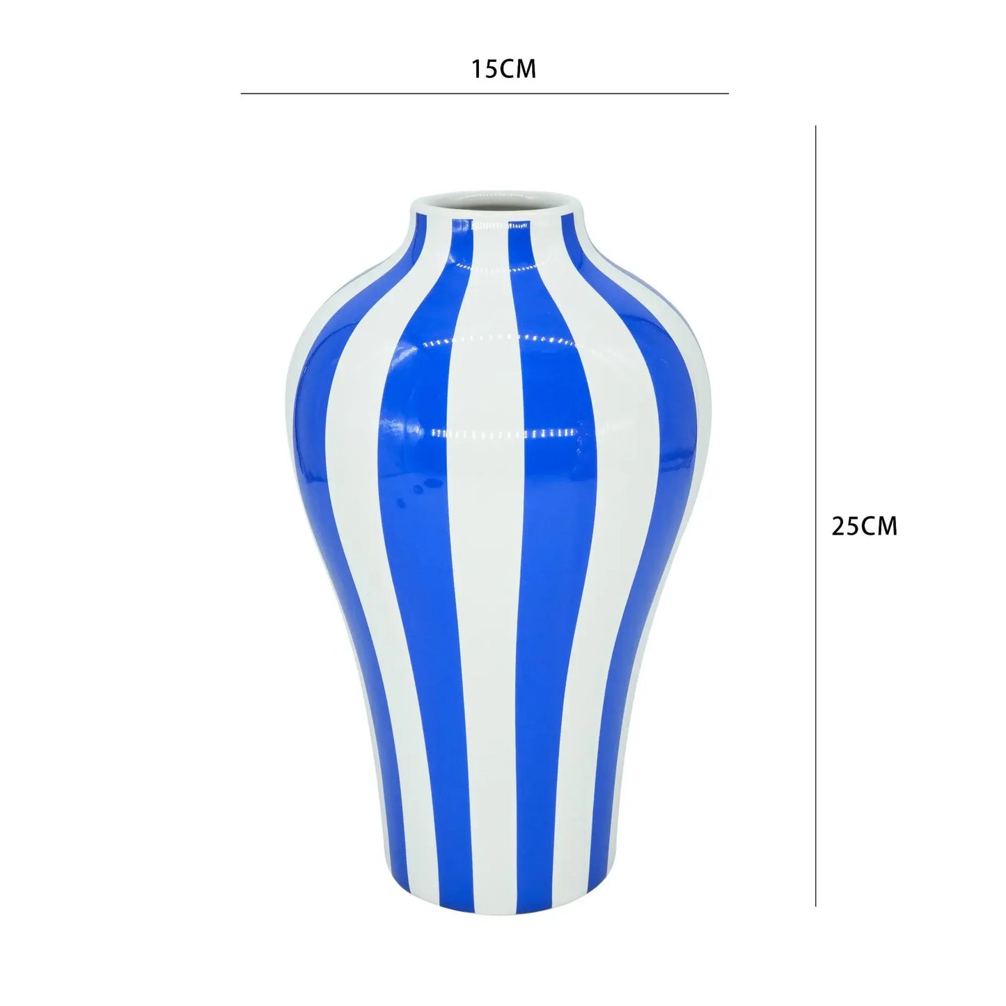 Blue & White Ceramic Vase (Striped, Checkered or Dotted)