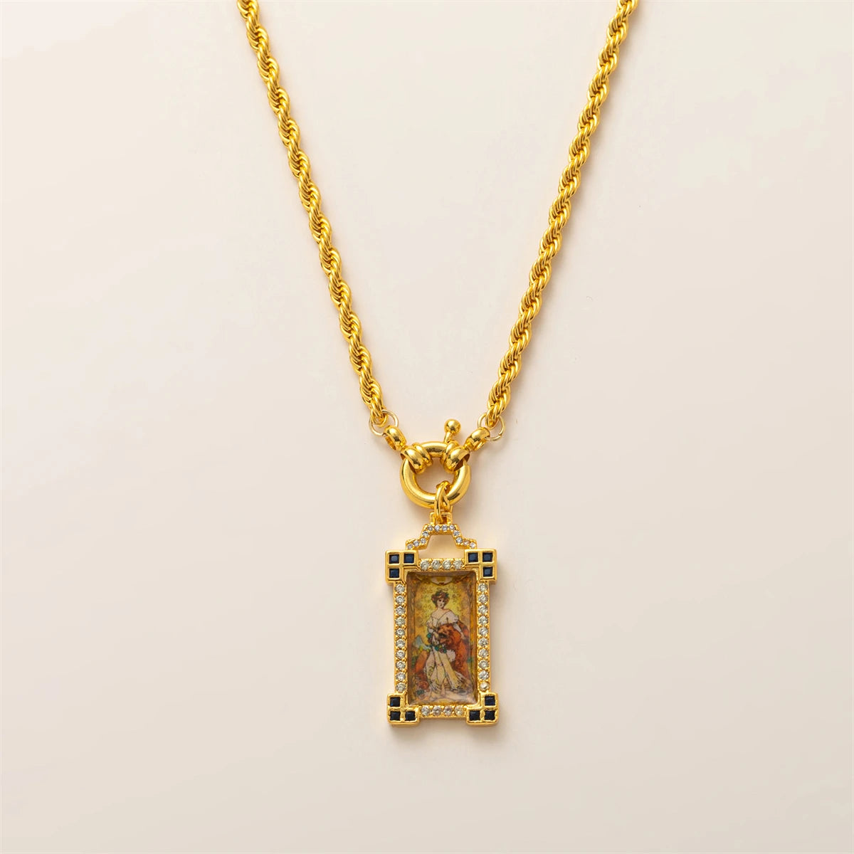 Gold-plated Bohemian Tarot Card Necklace