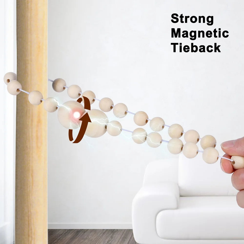 Magnetic Wood Bead Curtain Tiebacks